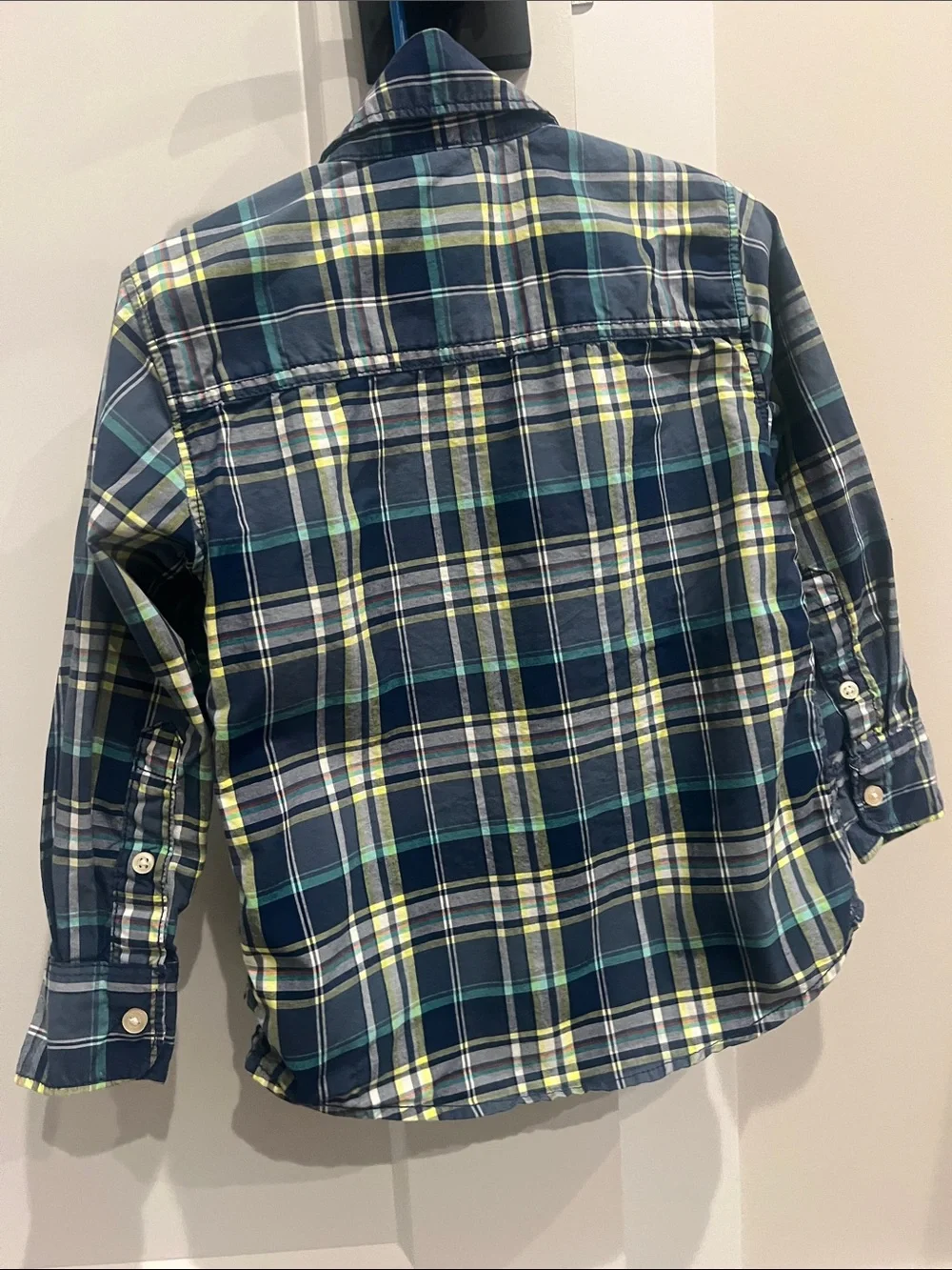 Carter's Navy Plaid Button-Down Shirt with Green Accents
